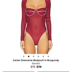 Bardot Deep Red Diamante Bodysuit